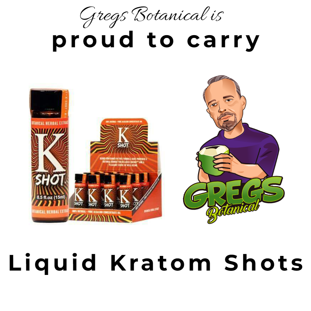 Product shot of K-SHOT Kratom Extract Shots in display box